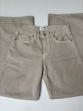 AGOLDE Women’s Low Rise Beige Wide Leg Jeans